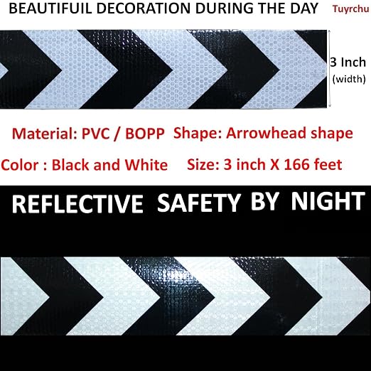 Black White Reflective Tape Outdoor Waterproof 3 inch X 166 feet, High - Image 3