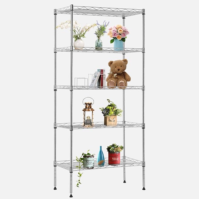 FDW 5 Tier 22L x 12W x 48H Pantry Shelves Adjustable Metal Shelves NSF Storage by FDW