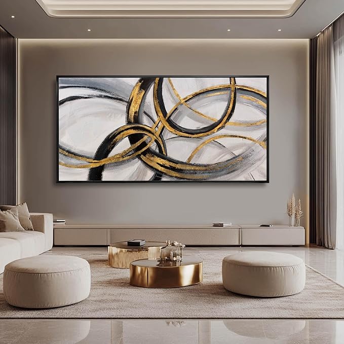 Large Framed Canvas Wall Art Gold Foil Prints Art Abstract Wall Pictures - Image 6