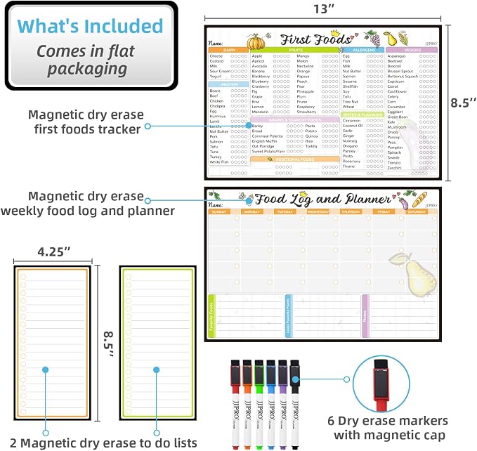 JJPRO Baby First Foods Tracker Fridge Magnet, Daily Food Log Meal Planner - Image 5