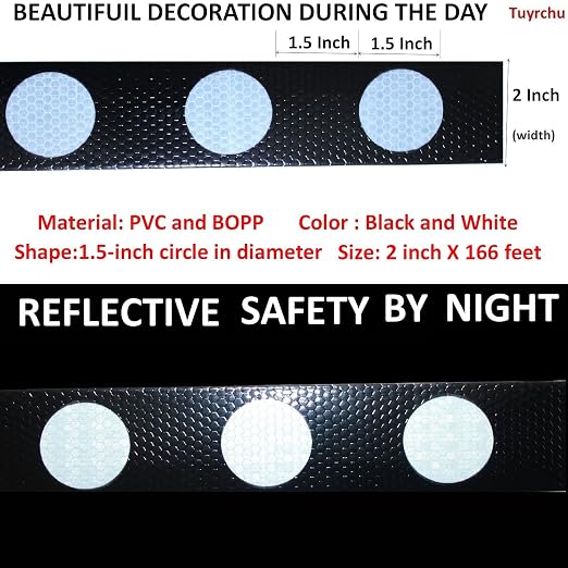 Black White Reflective Tape 2 inch Wide, Outdoor Waterproof Hazard Conspicuity - Image 3