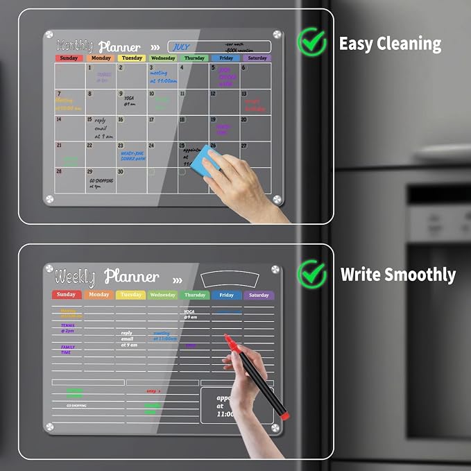Hivillexun 3-Pack Acrylic Magnetic Dry Erase Calendar Whiteboard Set – Organize - Field & Grace