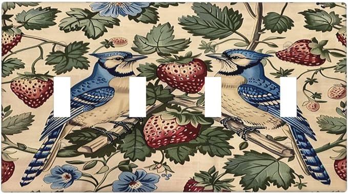 Light Switch Covers Vintage Floral Bird Strawberry Thief William Morris Quad by LightSwitchCover