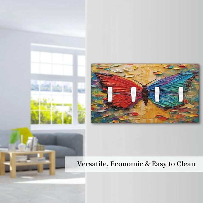 Light Switch Covers Colorful Butterfly Animal Insects Wall Art Abstract Quad - Image 7