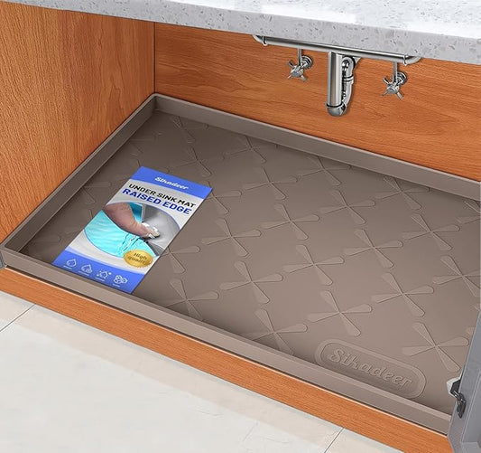 SIKADEER 22" x 19" Under Sink Mat Waterproof, Silicone Mat Kitchen Drawer Shelf by SIKADEER
