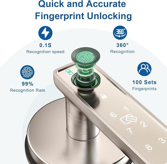 Fingerprint Door Lock, Fingerprint Door Knob Biometric Door Lock Smart Door Knob - Image 6