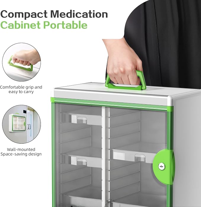 Glosen Medicine Cabinet Locking Medicine Cabinet Wall Mounted【 Green 13.6 x - Image 5