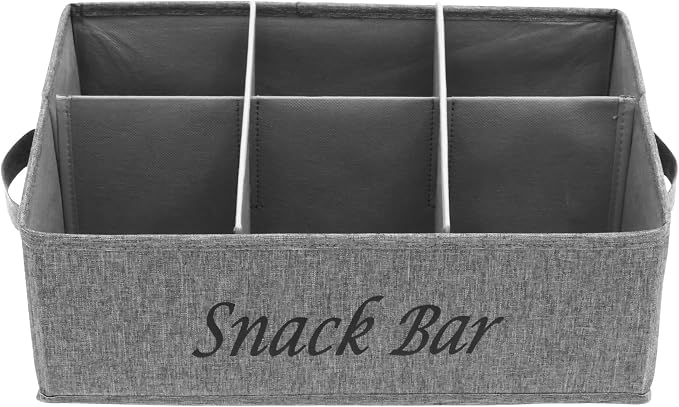 Snack Organizer for Countertop, 6 Compartment Snack Basket Container, Trapezoid - Image 8