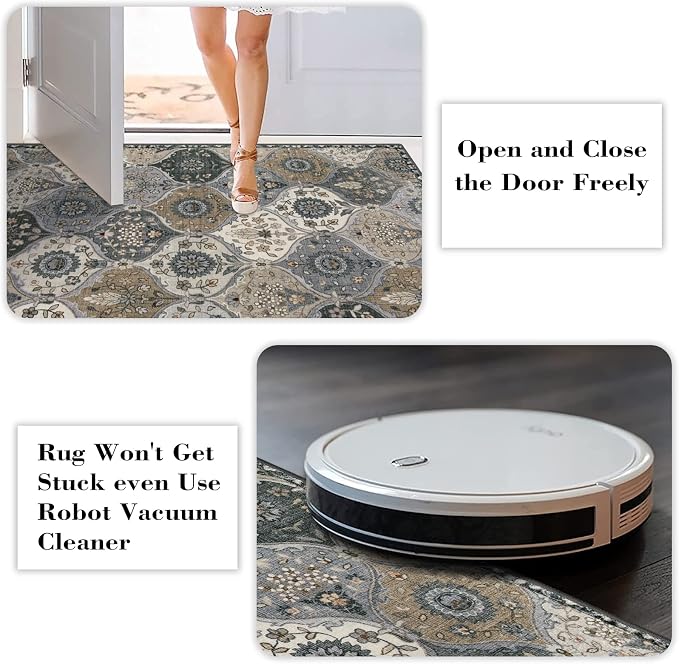 Lahome Moroccan Trellis Washable Round Area Rug, Soft Round Rugs 6ft Ultra-Thin - Image 7