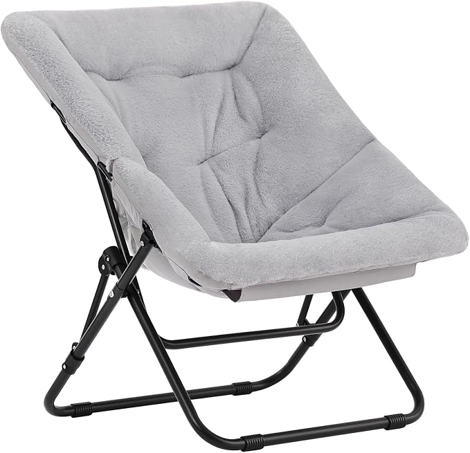 Tiita Comfy Saucer Chair, Soft Faux Fur Oversized Folding Accent Chair by TiitaHome