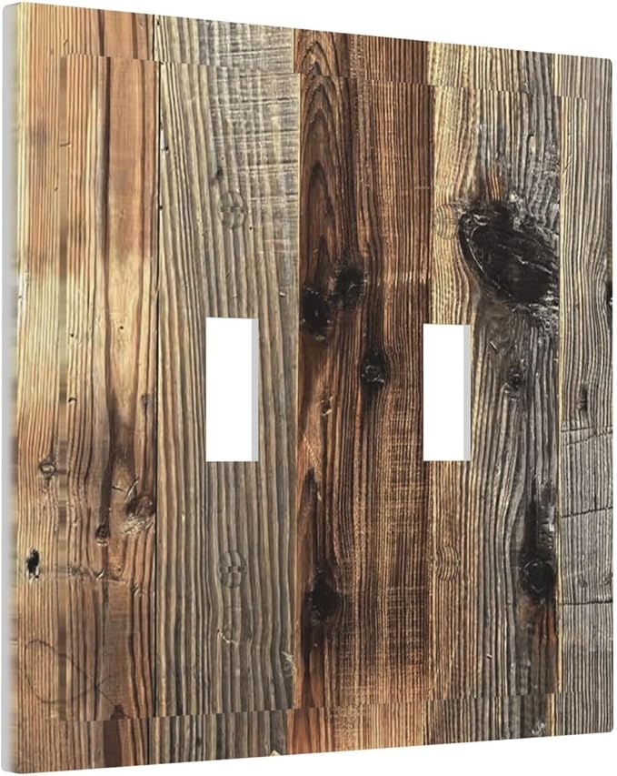 Barn Brown Wood Rustic Weathered Wood Print Decorative Switch Plates 2 Gang - Image 2