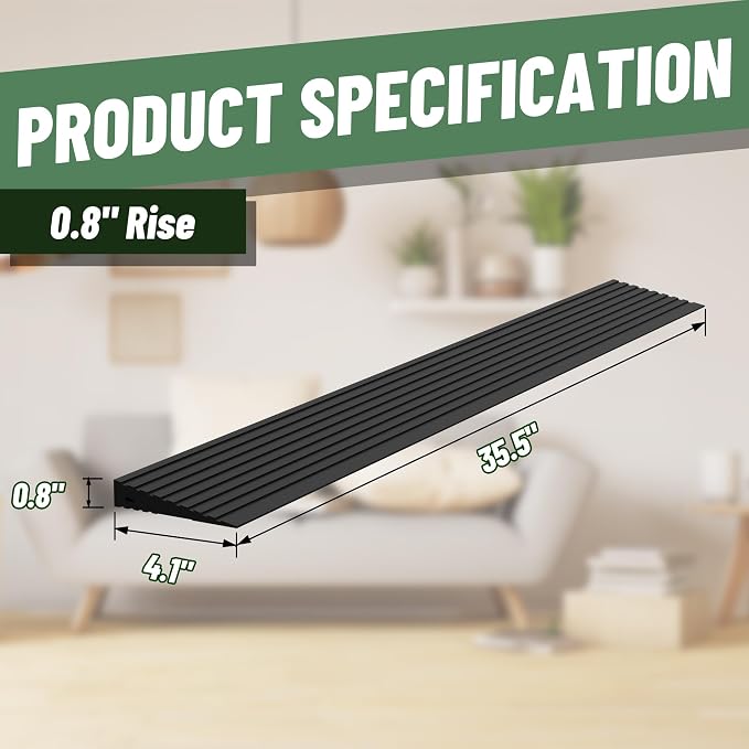 0.8" Rise Threshold Ramps for Doorways, 2000 Lbs Load Capacity, 35.5" Wide - Image 2