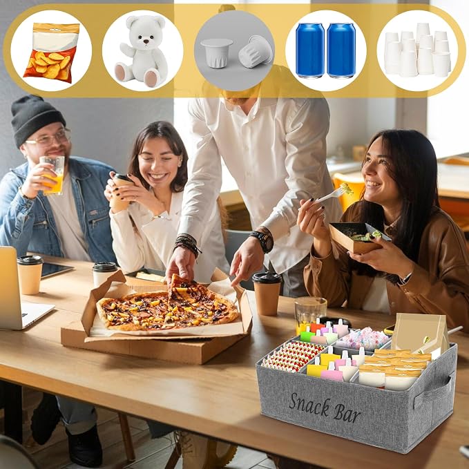 Snack Organizer for Countertop, 6 Compartment Snack Basket Container, Trapezoid - Image 5