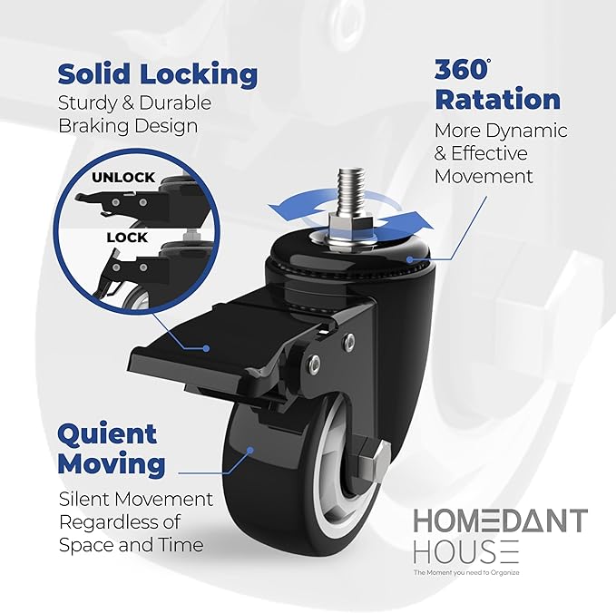 HOMEDANT House 5-Tier Metal Rolling Cart Shelf Rack Casters Heavy Duty - Image 12
