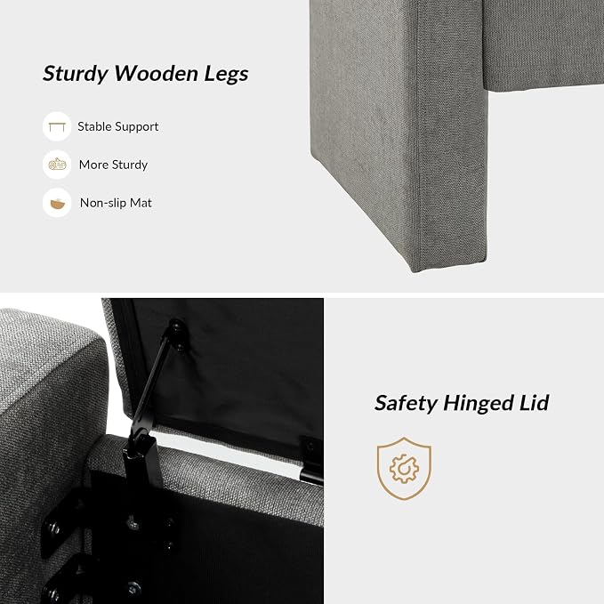 55" Modern Upholstered Storage Bench - Image 4
