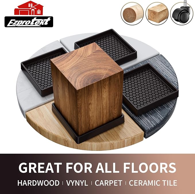 Ezprotekt 3x3” Square Rubber Anti Slip Furniture Pads Coasters - Image 5