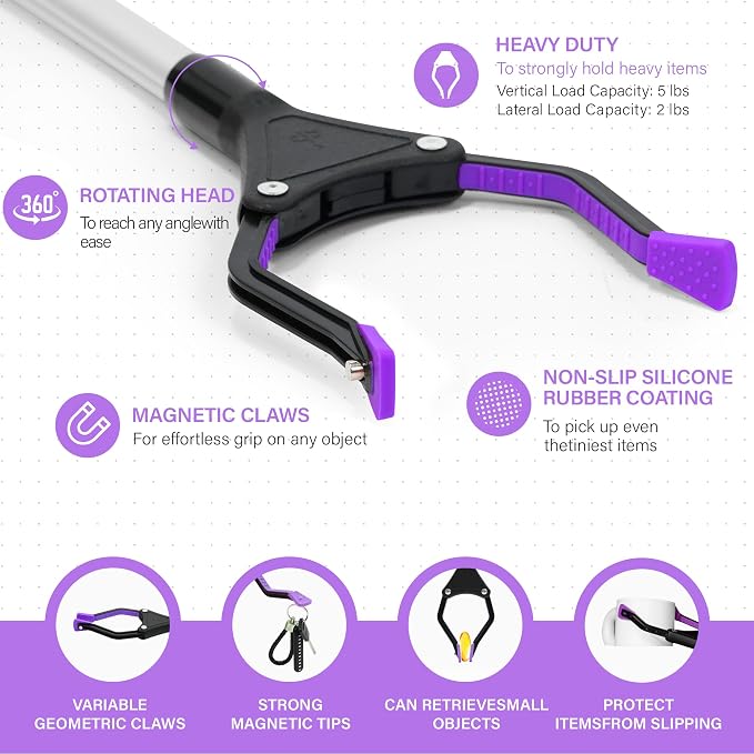 Upgrade 2-Pack Foldable 32" Grabber Reacher Tool, Lightweight Reacher Grabber - Image 2