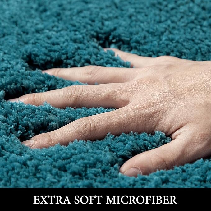 MIULEE Teal Bathroom Rugs Non Slip Bath Mat 24'' x 40'' Shaggy Soft Bath Rug - Image 2