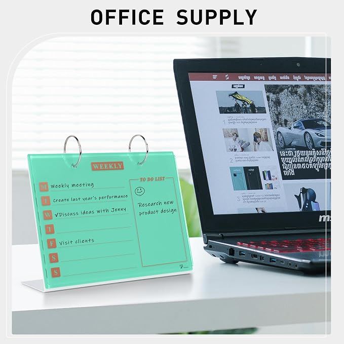 Desktop Glass Dry Erase & Acrylic Aesthetic Calendar Weekly to-do List Combo - Field & Grace