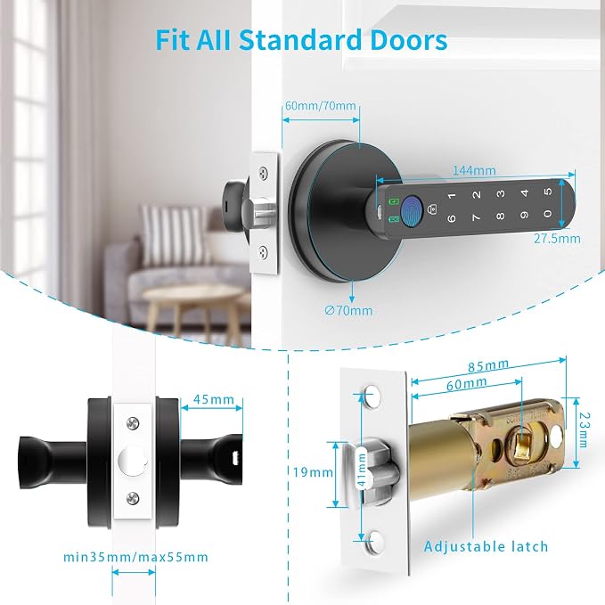 Fingerprint Door Lock with Keypads, Fingerprint Door Knob Keyless Entry Door - Image 5