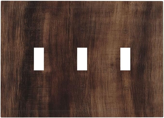 Decorative Switch Plate Covers Rustic Farmhouse Brown Wood Barn Door 3 Gang by VGHOKO