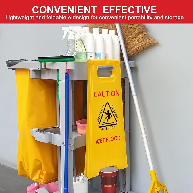 MATTHEW CLEANING 25'' Industrial Wet Floor Sign 3 Pack 2-Sided Safety A-Frame - Image 5