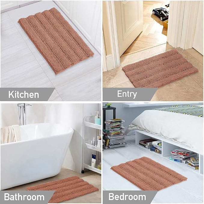 Turquoize Chenille Bathroom Rugs Set Non-Slip Bath Mats - Image 6