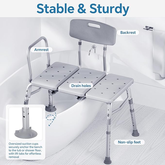HOMLAND Tub Transfer Bench for Bathtub, FSA/HSA Eligible 400 lbs Heavy Duty - Image 3