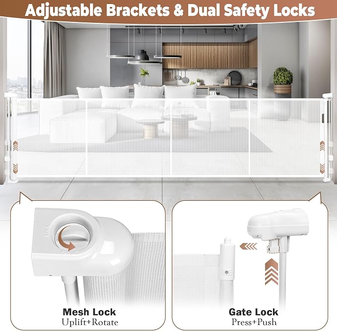 200.1" Retractable Baby Gate Extra Wide, Mesh Gate Long Child Gate Pet Gate - Image 4