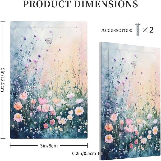 Decorative Light Switch Cover Plate Pink Floral Wildflower Green Plants 1 Gang - Image 5