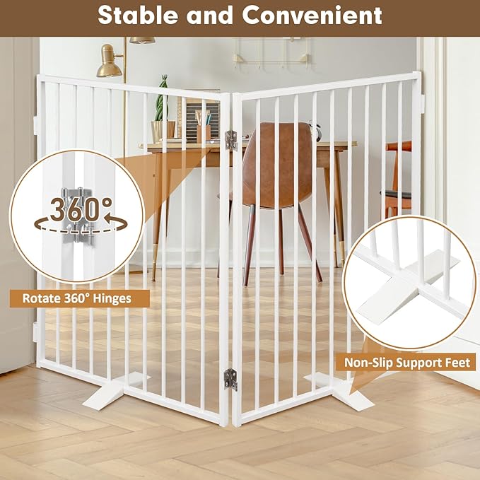 Metal Freestanding Dog Gates, Extra Wide 24", Heavy Duty Freestanding Pet - Image 2