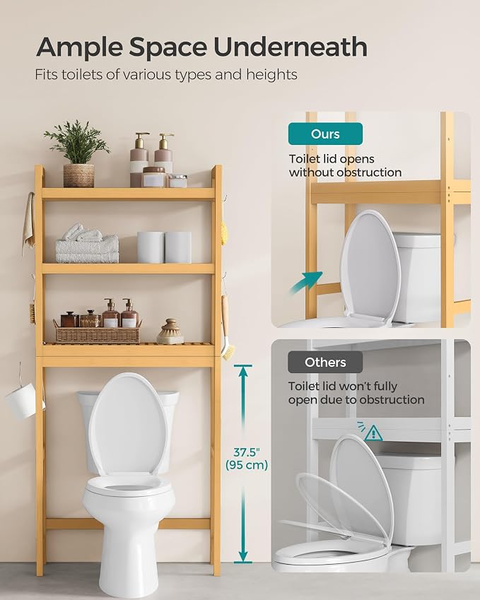 SONGMICS Over The Toilet Storage, 3-Tier Over Toilet Bathroom Organizer - Image 7
