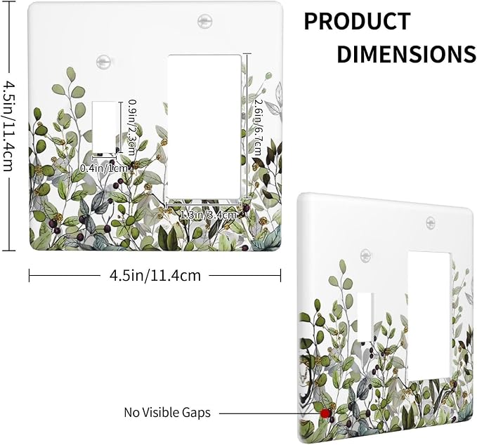 Watercolor Green Eucalyptus Leaves Plants Fruit Outlet Covers 1 Toggle 1 Rocker - Image 4