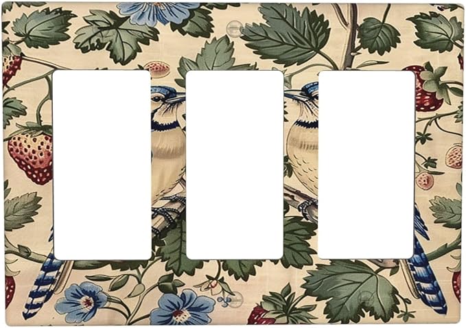 Light Switch Covers Vintage Floral Bird Strawberry Thief William Morris 3 Gang by LightSwitchCover