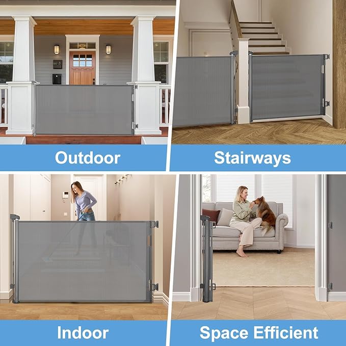 2-Pack Retractable Baby Gate for Stairs-33”Height, Expands up to - Image 4