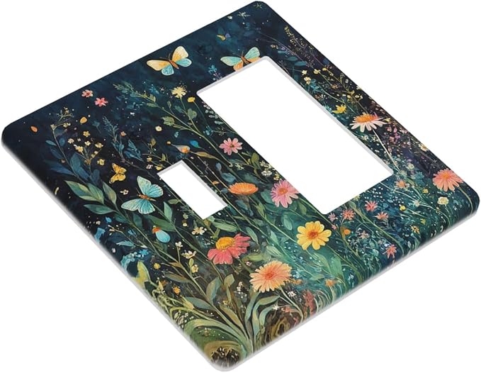 Outlet Covers Boho Vintage Floral Flower Butterfly 1 Toggle 1 Rocker - Image 3