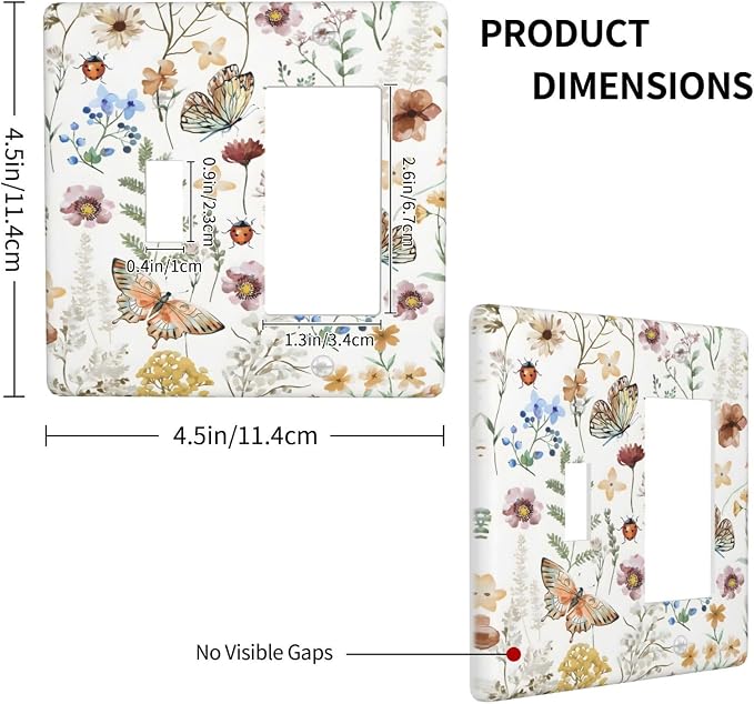 Boho Multicolor Flower Butterfly Insect Floral Outlet Covers 1 Toggle 1 Rocker - Image 4