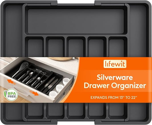 Lifewit Large Silverware Drawer Organizer, Expandable Utensil Tray by Lifewit