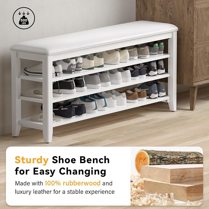 Shoe Bench Storage Rubberwood - Image 4