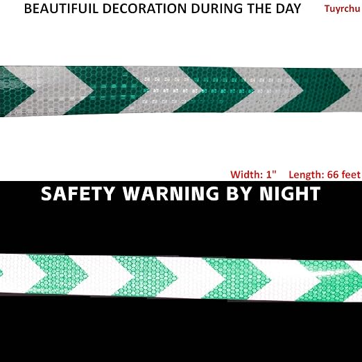 Green and White Reflective Tape Outdoor Waterproof 1 inch X 66 feet, High - Image 3
