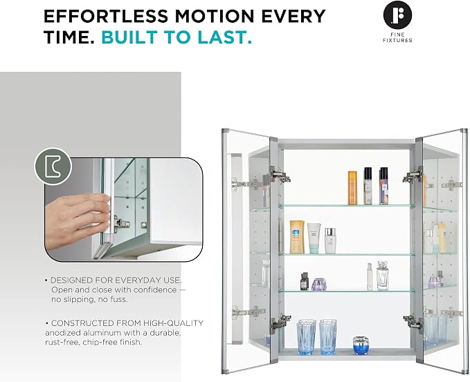 Fine Fixtures Bathroom Medicine Cabinet, Recessed/Surface Mount, Right/Left - Image 4