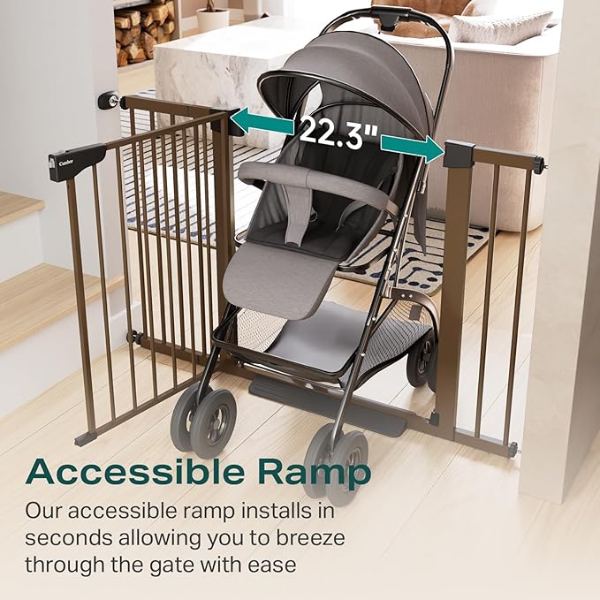 Cumbor 29.7-46" Baby Gate for Stairs, Mom's Choice Awards Winner-Auto Close Dog - Image 5