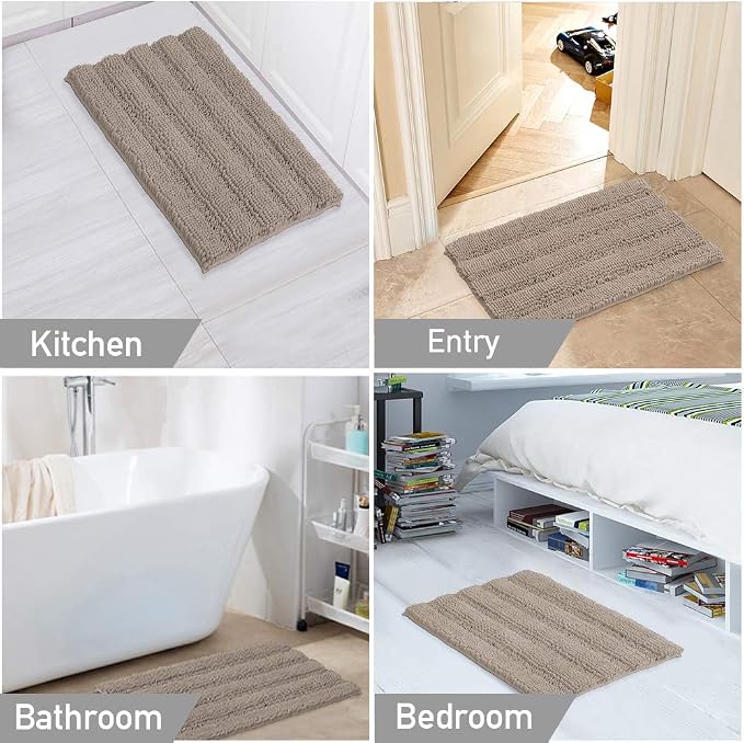 Turquoize Bathroom Rugs Shaggy Chenille Bath Rug Non Slip Thick Shaggy Bath Mats - Image 6