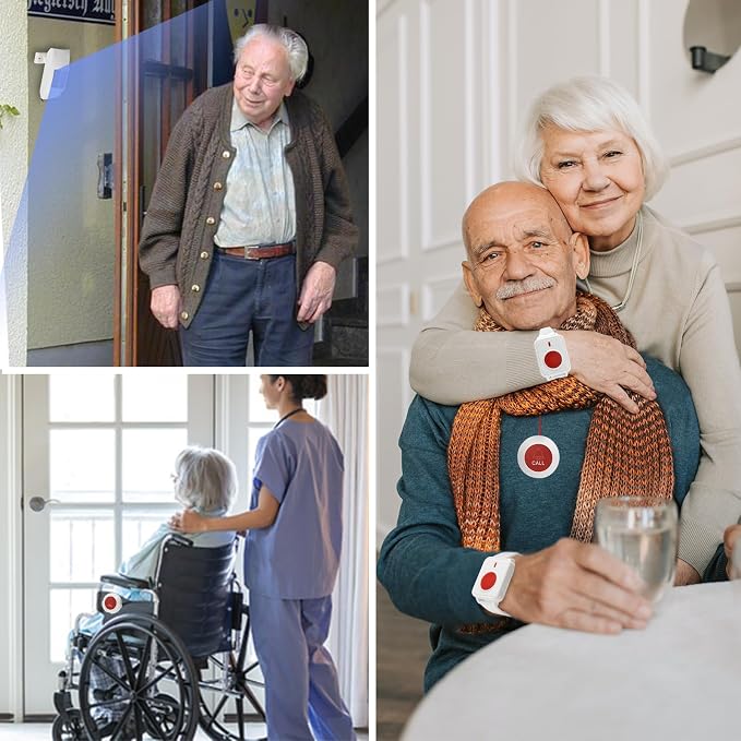 Caregiver Pager Motion Sensor Alarm Indoor Home Wireless Bed Alarm and Fall - Image 5