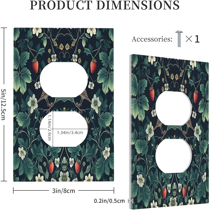 Outlet Covers Strawberry Birds Flowers Plant Morris Floral 1 Gang Duplex Wall - Image 5