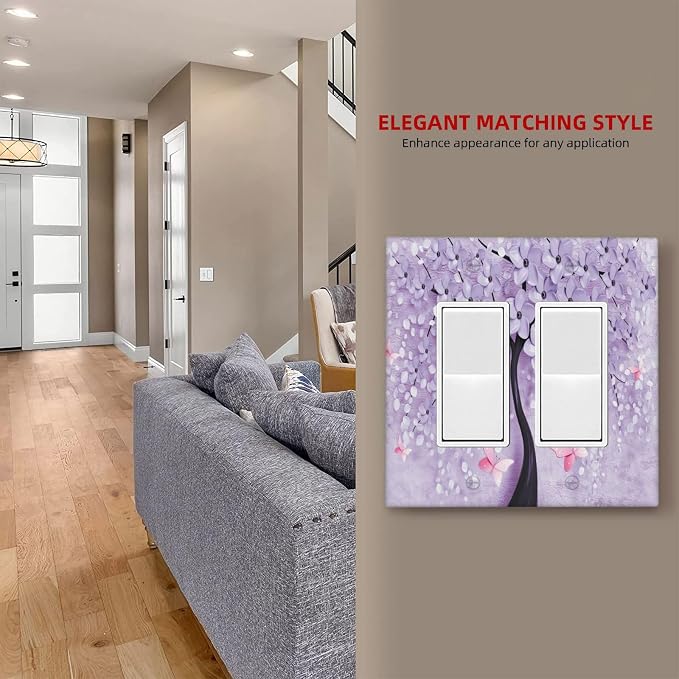 Outlet Covers 3D Purple Tree 2 Gang Wall Plate Double Rocker Light Switch Cover - Image 7