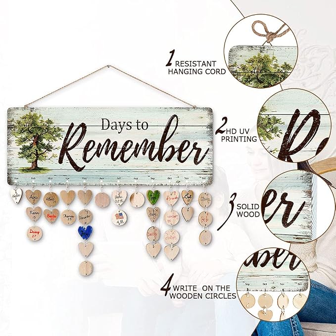 Grandma Gifts - DIY Wood Family Birthday Reminder Calendar - Days to Remember - - Image 3