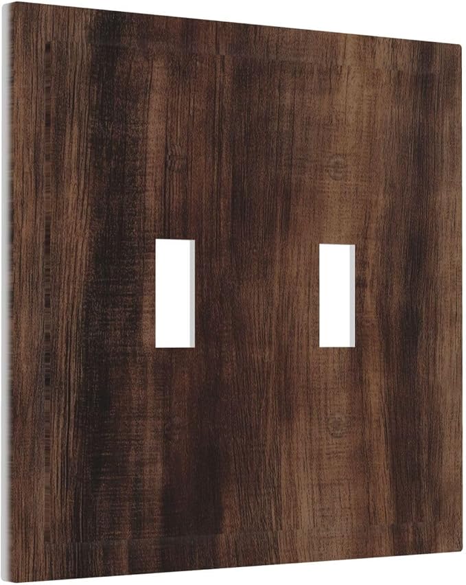 Decorative Light Switch Cover Plate Rustic Farmhouse Brown Wood Barn Door 2 - Image 2