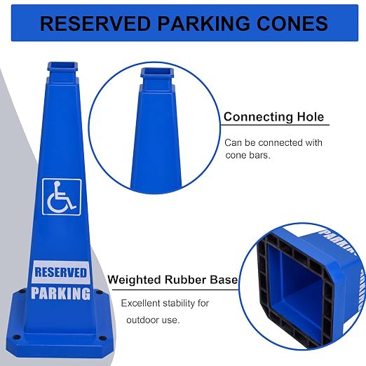OrangeStar 6-Pack 28" Reserved Parking Cones, Large 4-Sided Message Safety - Image 3