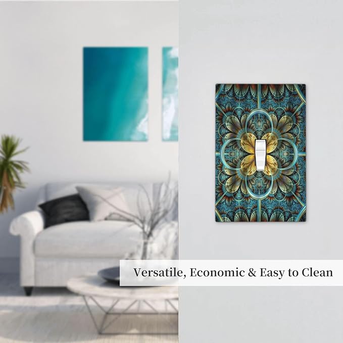 Light Switch Cover Boho Fractal Mandala 1 Gang Wall Plate Cover Bohemia Single - Image 7